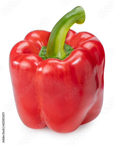 Red Sweet Bell pepper isolated on white background. Sweet pepper isolated on a white background With clipping path.