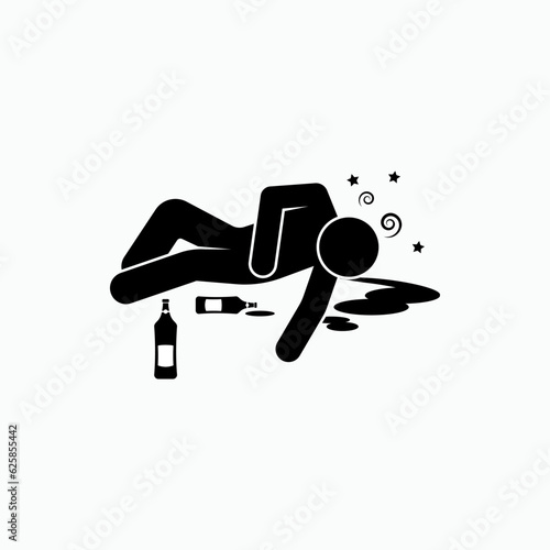 Drunk Man Icon.  Alcoholic Drinkers Symbol As Simple Vector Sign for Design and Website, Presentation or Application.