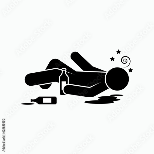 Drunk Man Icon.  Alcoholic Drinkers Symbol As Simple Vector Sign for Design and Website, Presentation or Application.