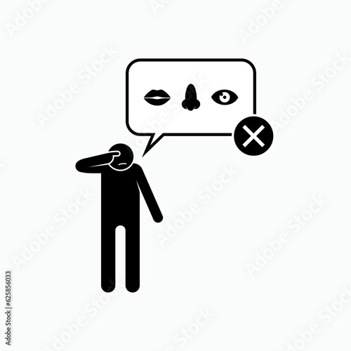 Don't Touch Face Symbol. Prohibition Touching Mouth, Nose and Eyes - Vector.     