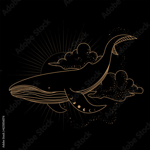 Celestial Magical Animal Whale Illustration