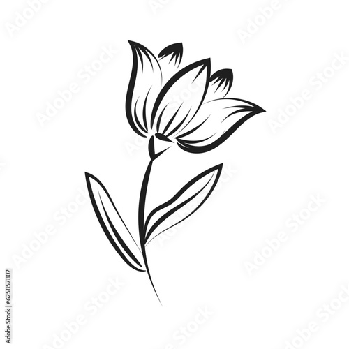 Hand Drawn spring flower design. Cute floral decoration icon vector illustration design