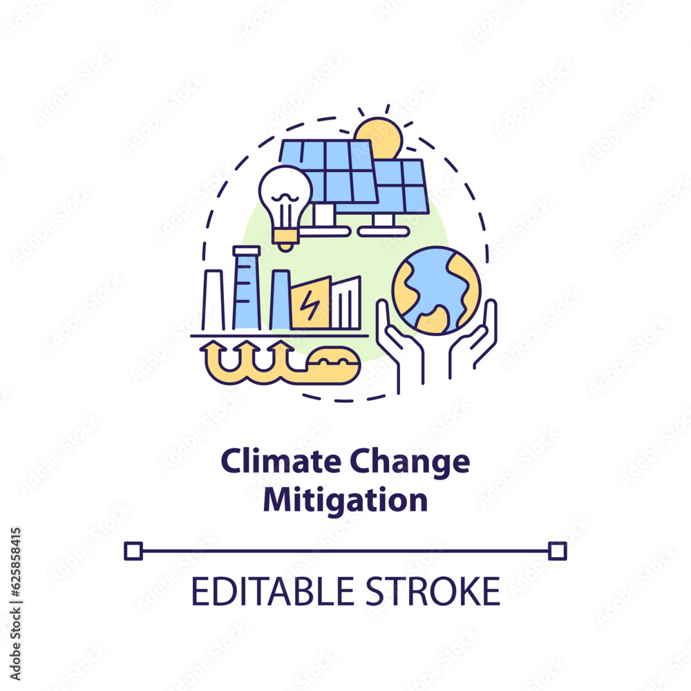 Editable climate change mitigation concept, isolated vector, thin line icon representing carbon border adjustment.