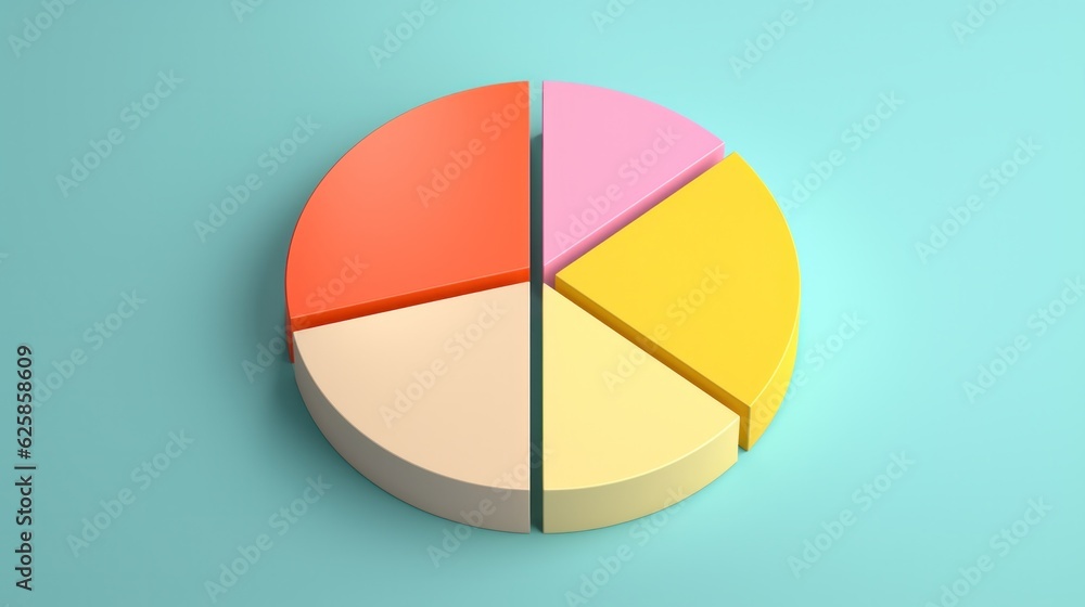 3D isometric pie chart on green pastel background illustration. 3D isometric pie chart on green pastel background illustration.