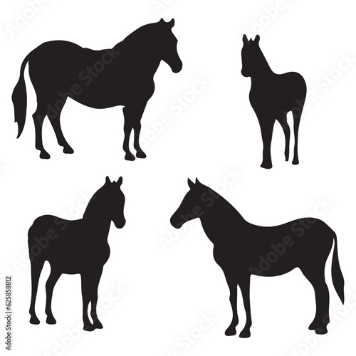 Zorse silhouettes and icons. Black flat color simple elegant Zorse animal vector and illustration.
