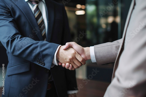 握手するビジネスマンの手のクローズアップ　AI生成画像　Generative AI