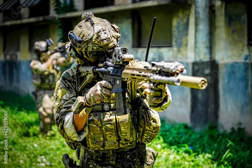 Fototapete United States Army ranger during the military operation