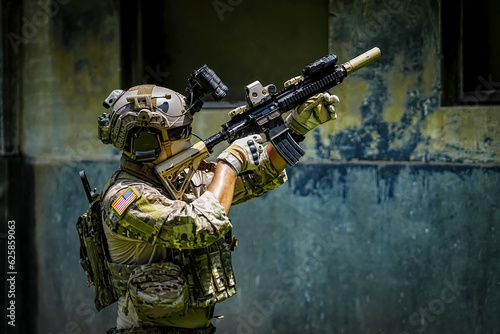 Foto United States Army ranger during the military operation