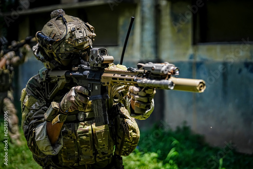 Photo United States Army ranger during the military operation