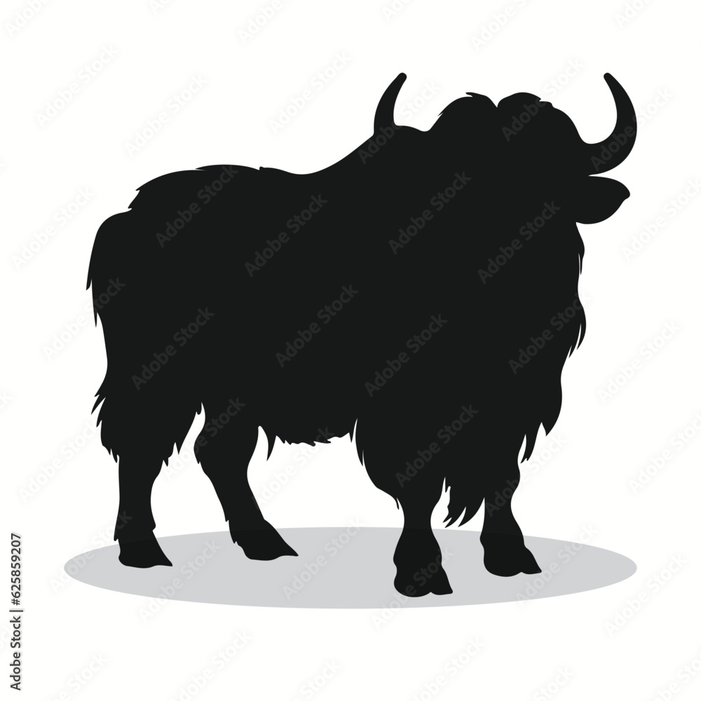 custom made wallpaper toronto digitalYak silhouettes and icons. Black flat color simple elegant Yak animal vector and illustration.