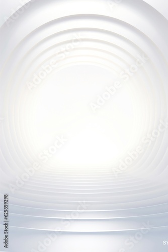 White round tunnel podium abstract background. Light reflection stage. 3d render.