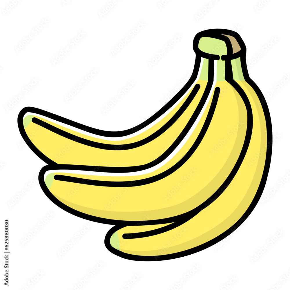 太い線で描かれたカットイラスト / 1房のバナナ