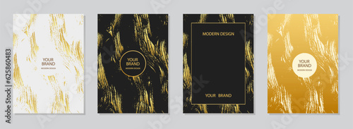 Cover design set. Premium abstract backgrounds, marble grunge texture, crack. Geometric 3d embossed, golden pattern. A unique collection of vector vertical templates for creative creativity.