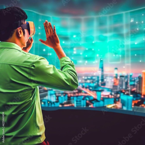 People watching on the panoramic screen of the mall Generative AI