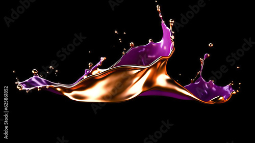 Elegant luxury splash of dark purple liquid 3d illustration 