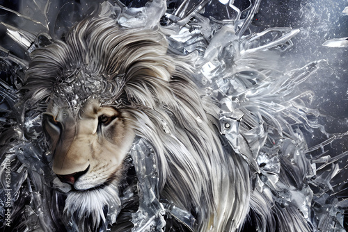 a lion breaking out of ice,Generative AI