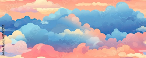 fluffy colorful cloud background seamless illustration Generative AI