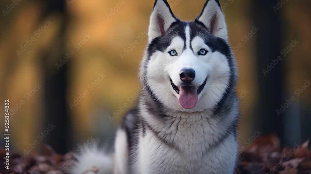 Beautiful Cute Smiling Siberian Husky - Generative AI