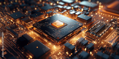 A cutting-edge computer chip for AI-powered computers, advanced technology, Generative AI	
