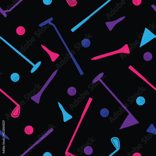 Golf seamless pattern. Golf club and golf balls vector illustration pattern background. 