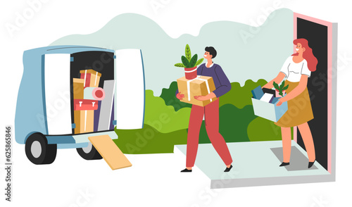 People moving in packing personal belonging in box