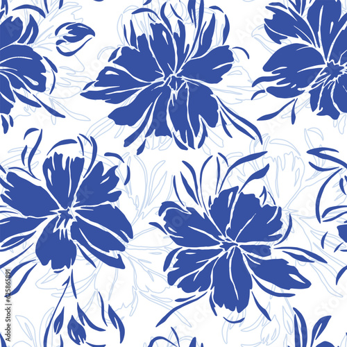 Abstract floral seamless pattern. Vector illustration background