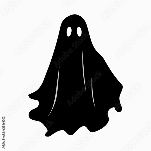 Halloween silhouette black ghost clip art vector. Halloween scary ghostly monster vector. Ghost Cartoon. Halloween sign isolated on white.
