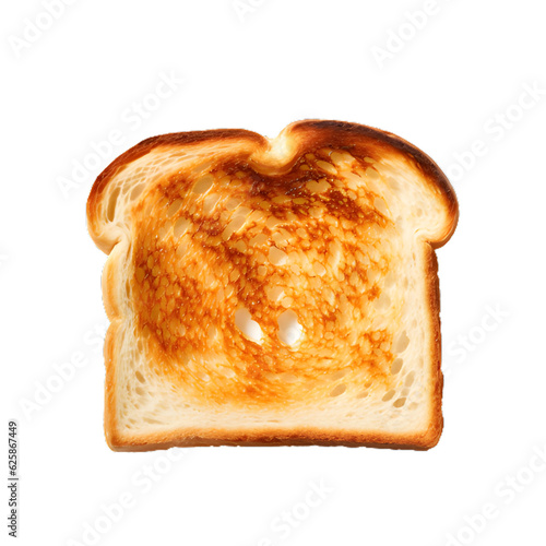 Slice of the toast bread isolated over the white background, top view
