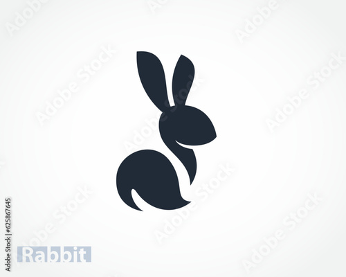 abstract back view bunny rabbit logo design template illustration inspiration