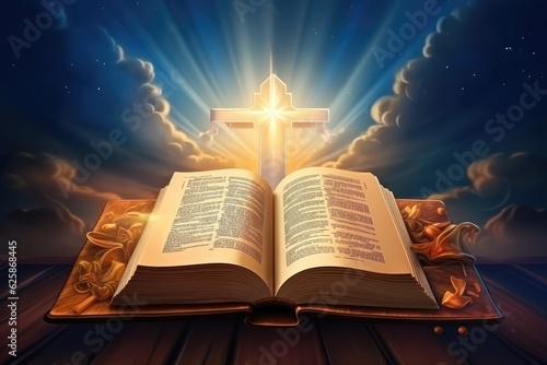 Fotografie, Tablou Christianity theme backdrop. Card design template.