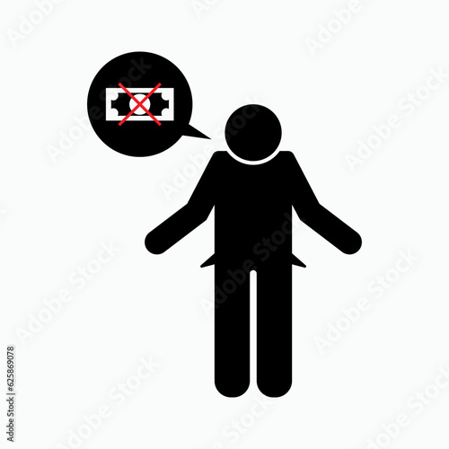 Poor Man Icon. Moneyless Person Symbol  - Vector.