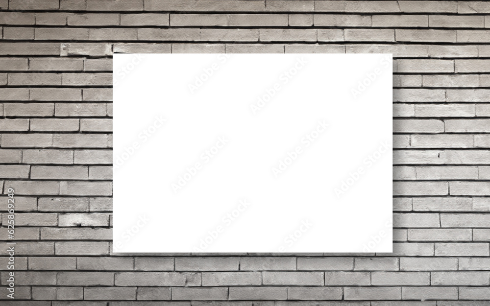 Brick wall with white picture frames Brick wall with white picture frames