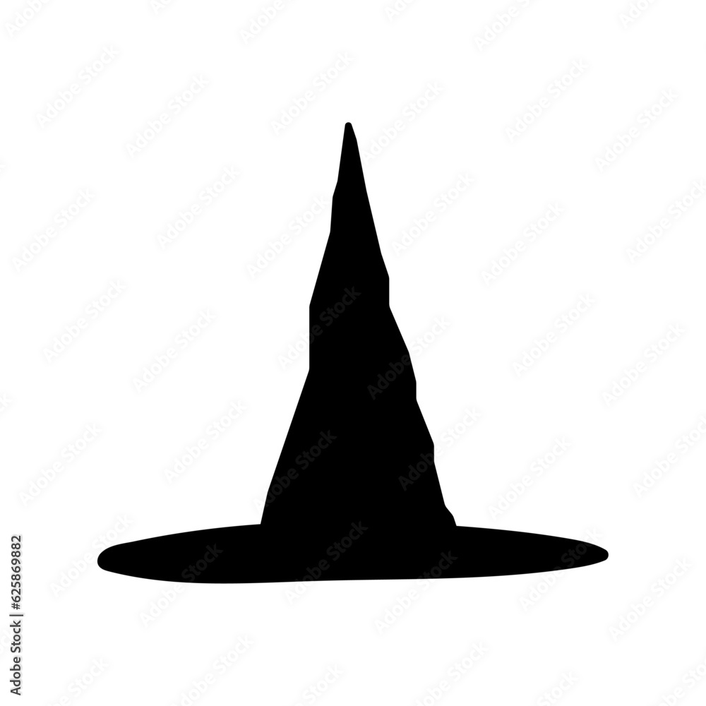 Fototapeta premium Witch Hat Silhouette Illustration, Helloween icon