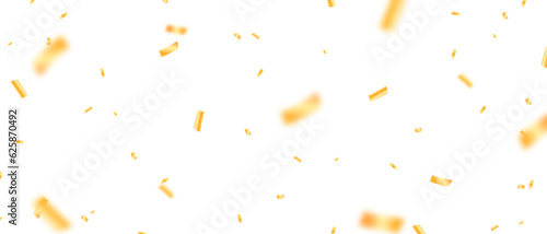 Golden confetti and zigzag ribbon falling from above Streamers, tinsel vector