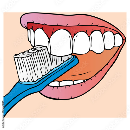 brushing teeth vector illustration