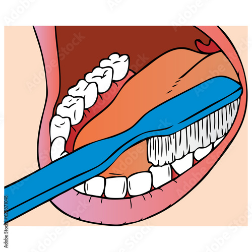 brushing teeth vector illustration