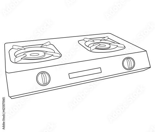 gas stove outline vector illustration