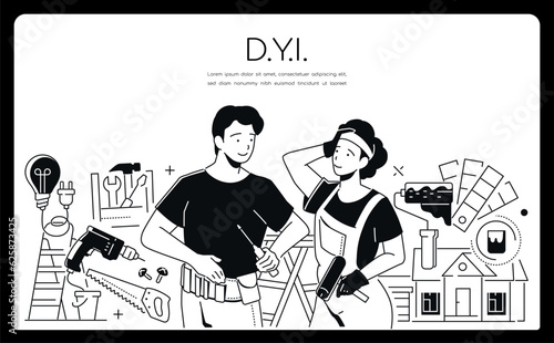 Do it yourself - modern line design style banner