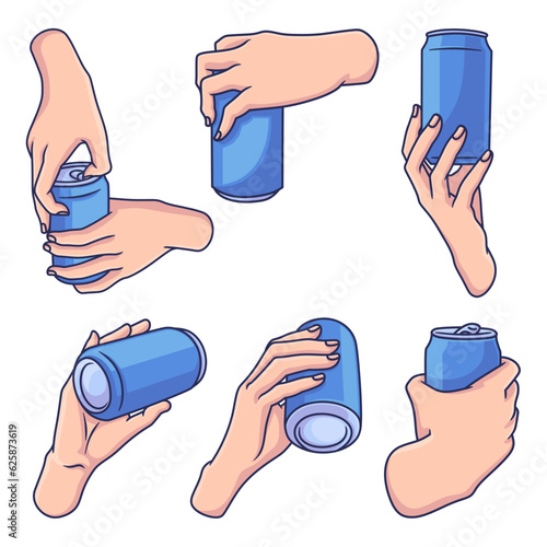 Free vector assorted photo poses cute hand holding a bottle doodle hand drawn art style