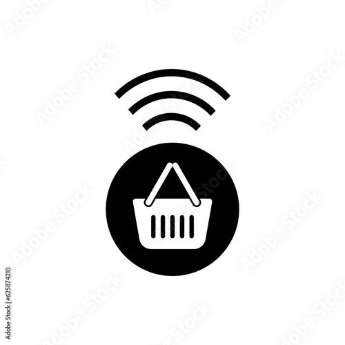 Online Shop Icon. Basket and Signal Symbol - Vector, Sign for Design, Presentation, Website or Apps Elements.