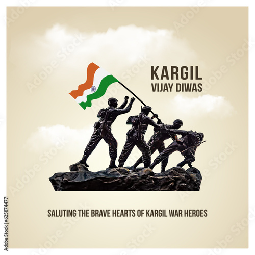 Kargil Vijay Diwas Day, July 26, India. Vector Design template Social Media