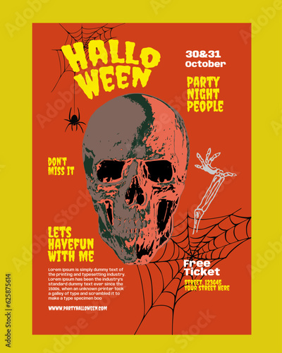 Halloween Night Party Poster Design Template