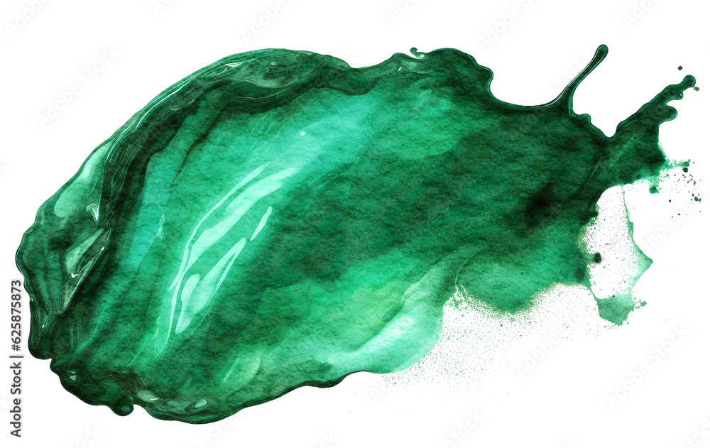 Glamour, elegant emerald watercolor brush stain, isolated on transparent white background Glamour, elegant emerald watercolor brush stain, isolated on transparent white background
