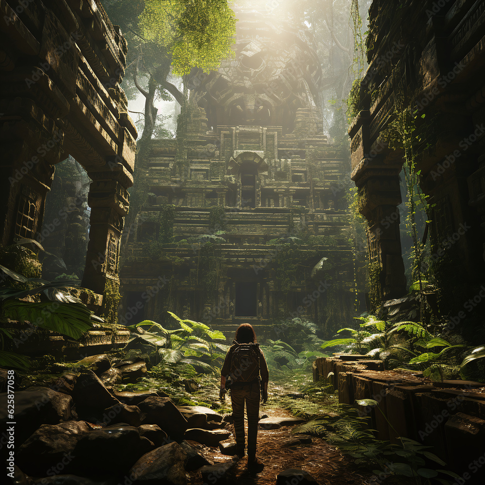 Solo Expedition: A Person Explores the Mystery and Beauty of an Ancient Jungle with a Huge Stone Structure Solo Expedition: A Person Explores the Mystery and Beauty of an Ancient Jungle with a Huge Stone Structure