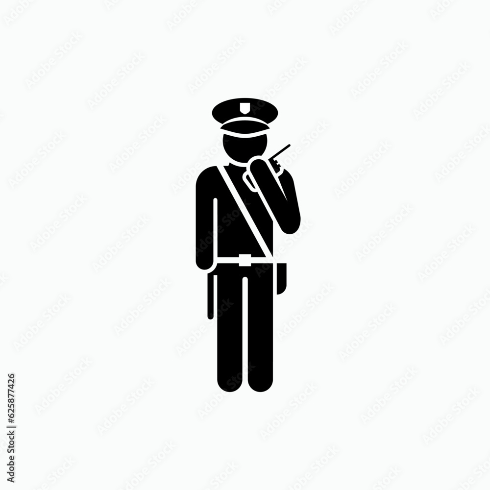 Police Icon with Handy Talky. UI Symbol - Vector. Police Icon with Handy Talky. UI Symbol - Vector.
