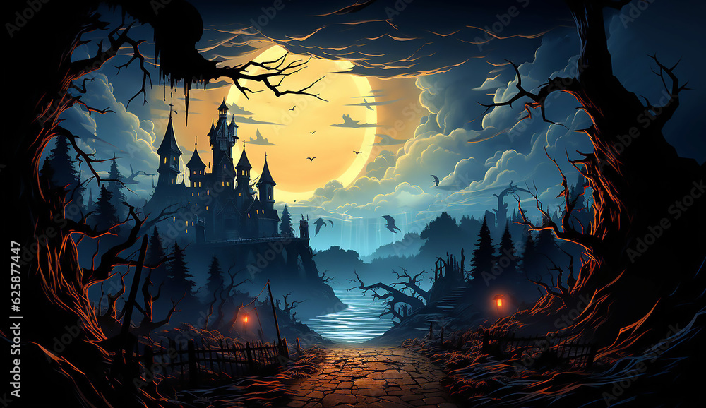 Fototapeta premium Halloween night in the park