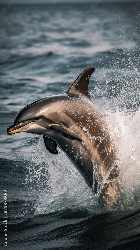 Fototapeta premium dolphin jumping out of the sea realistic photo captured,dolphin jumping out of water,dolphin jumping out of the sea
