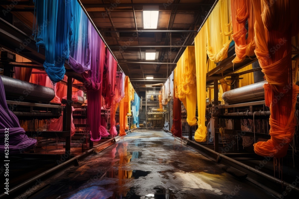 Textile Dyeing Factory, Generative AI - obrazy, fototapety, plakaty 