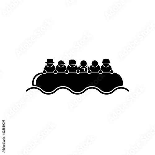 Refugees Icon. Migrants 0n Boat Symbol for Design, Presentation, Website or Apps Elements.     