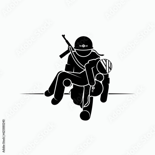 Soldier Rescue Icon. Soul Saving Symbol in Battle As Simple Vector Sign for Design and Website, Presentation or Application.